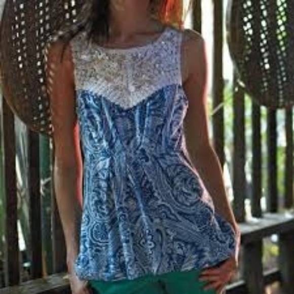 Anthropologie Tops - Anthropologie Deletta Pattern Gather Shell Tank